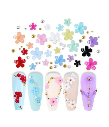 3D Flowers Nail Art Charm Decorations Bag