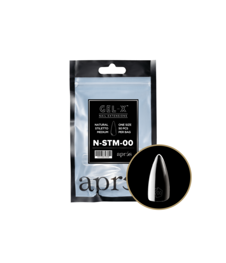 APRES APRES - GEL X TIPS REFILL BAGS - NATURAL STILETTO MEDIUM (50pcs)