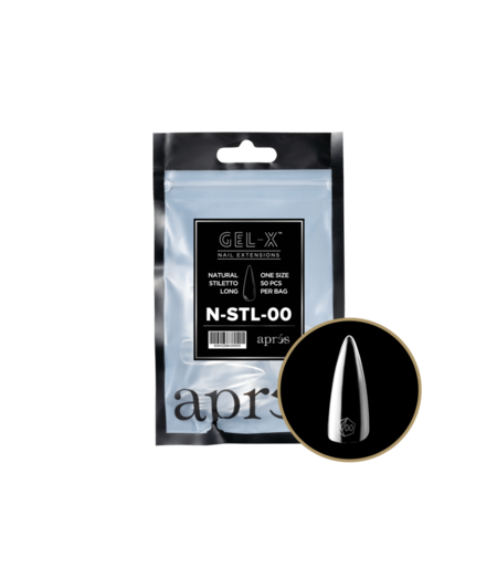 APRES APRES - GEL X TIPS REFILL BAGS - NATURAL STILETTO LONG (50pcs)