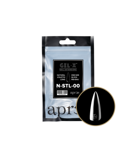 APRES APRES - GEL X TIPS REFILL BAGS - NATURAL STILETTO LONG (50pcs)