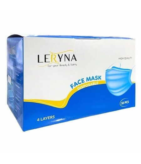 LERYNA DISPOSABLE FACE MASK MADE IN VIETNAM (50 MASKS - 4LAYERS, BLUE)