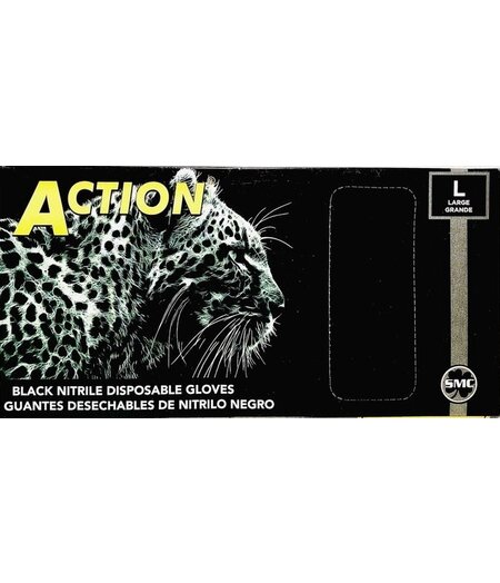 ACTION ACTION - BLACK NITRILE DISPOSABLE GLOVES