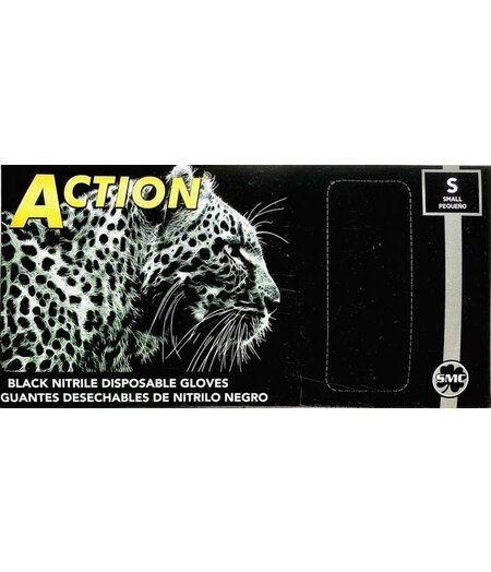 ACTION ACTION - BLACK NITRILE DISPOSABLE GLOVES