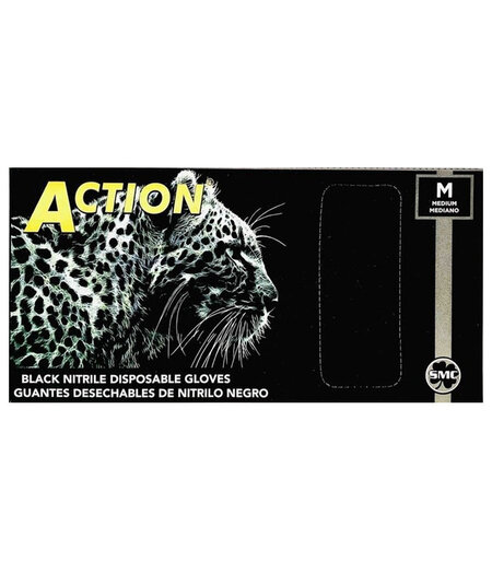 ACTION ACTION - BLACK NITRILE DISPOSABLE GLOVES