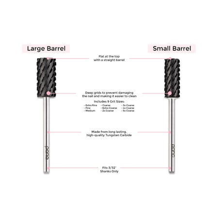 PANA PANA 3/32" SMALL BLACK FLAT TOP BARREL NAIL DRILL BIT