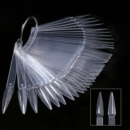 48 Pcs CLEAR STILETTO NAIL TIP DISPLAY