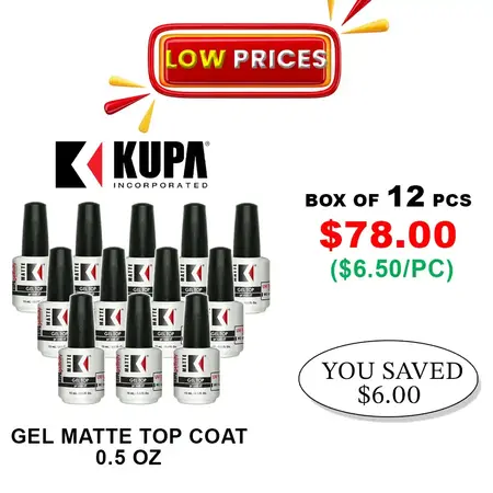 KUPA KUPA | SOAK OFF GEL MATTE TOP COAT - 15ml (Box of 12)