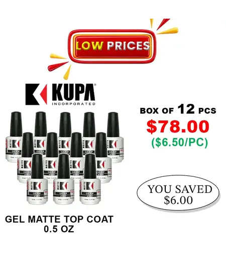 KUPA KUPA | SOAK OFF GEL MATTE TOP COAT - 15ml (Box of 12)