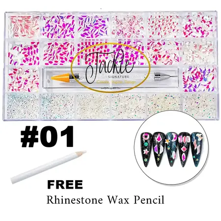 JACKIE SIGNATURE AB Rhinestone for Nails - 20 Shapes Per Box - #01