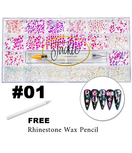 JACKIE SIGNATURE AB Rhinestone for Nails - 20 Shapes Per Box - #01