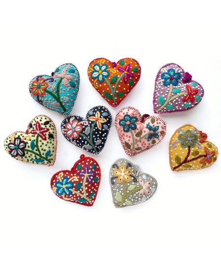 Heart Ornament w/ Flowers and Dots