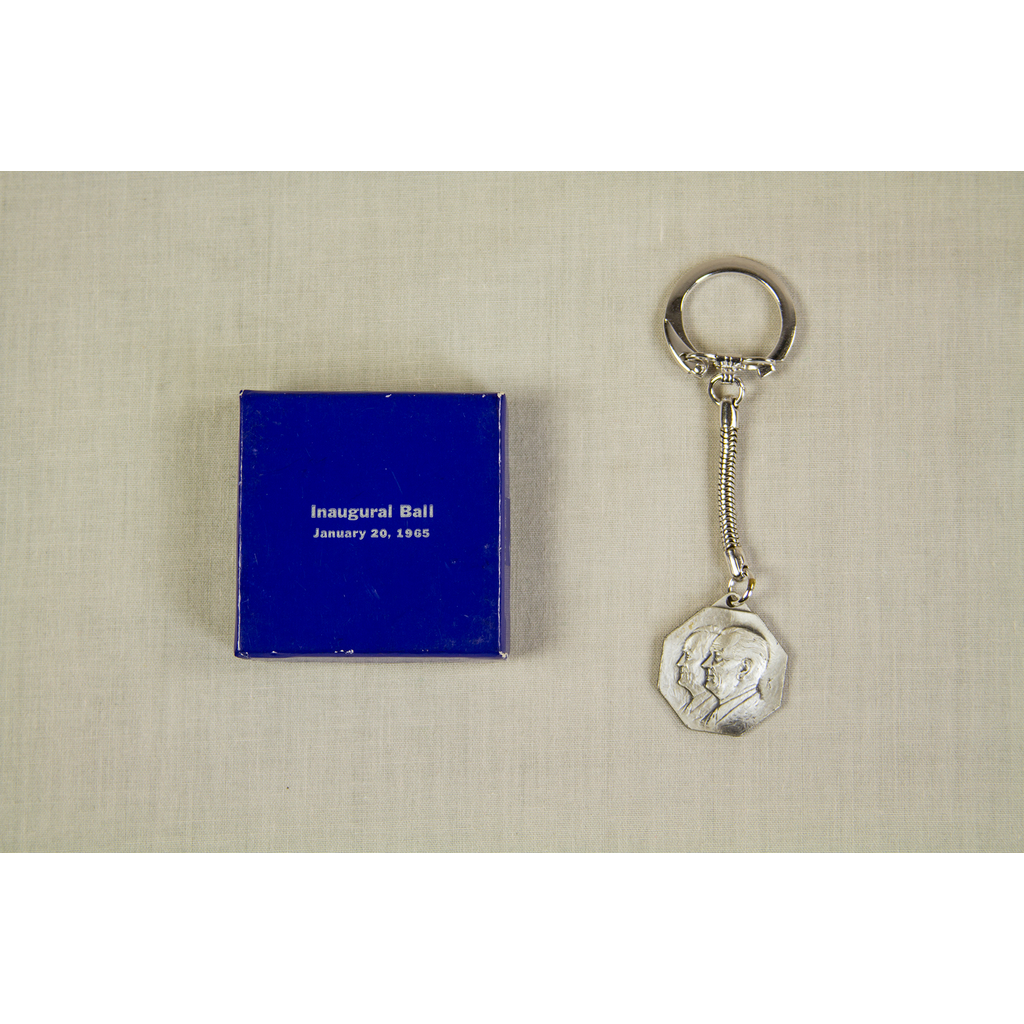 All the Way with LBJ Johnson/Humphrey Inaugural Ball Key Ring Sterling Silver