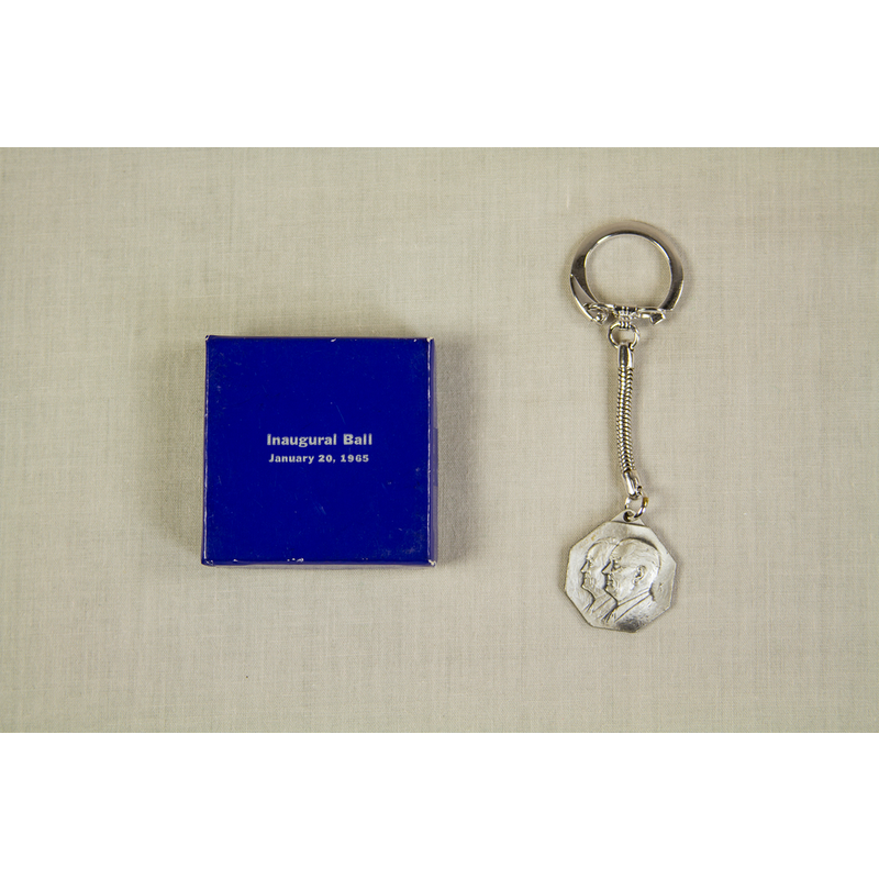 All the Way with LBJ Johnson/Humphrey Inaugural Ball Key Ring Sterling Silver