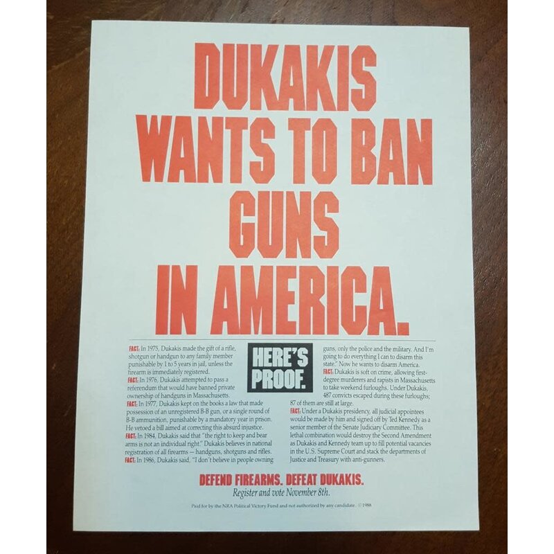 Anti-Dukakis Flyer (Gun Control)