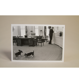 All the Way with LBJ LBJ in Oval Office with Beagles Postcard