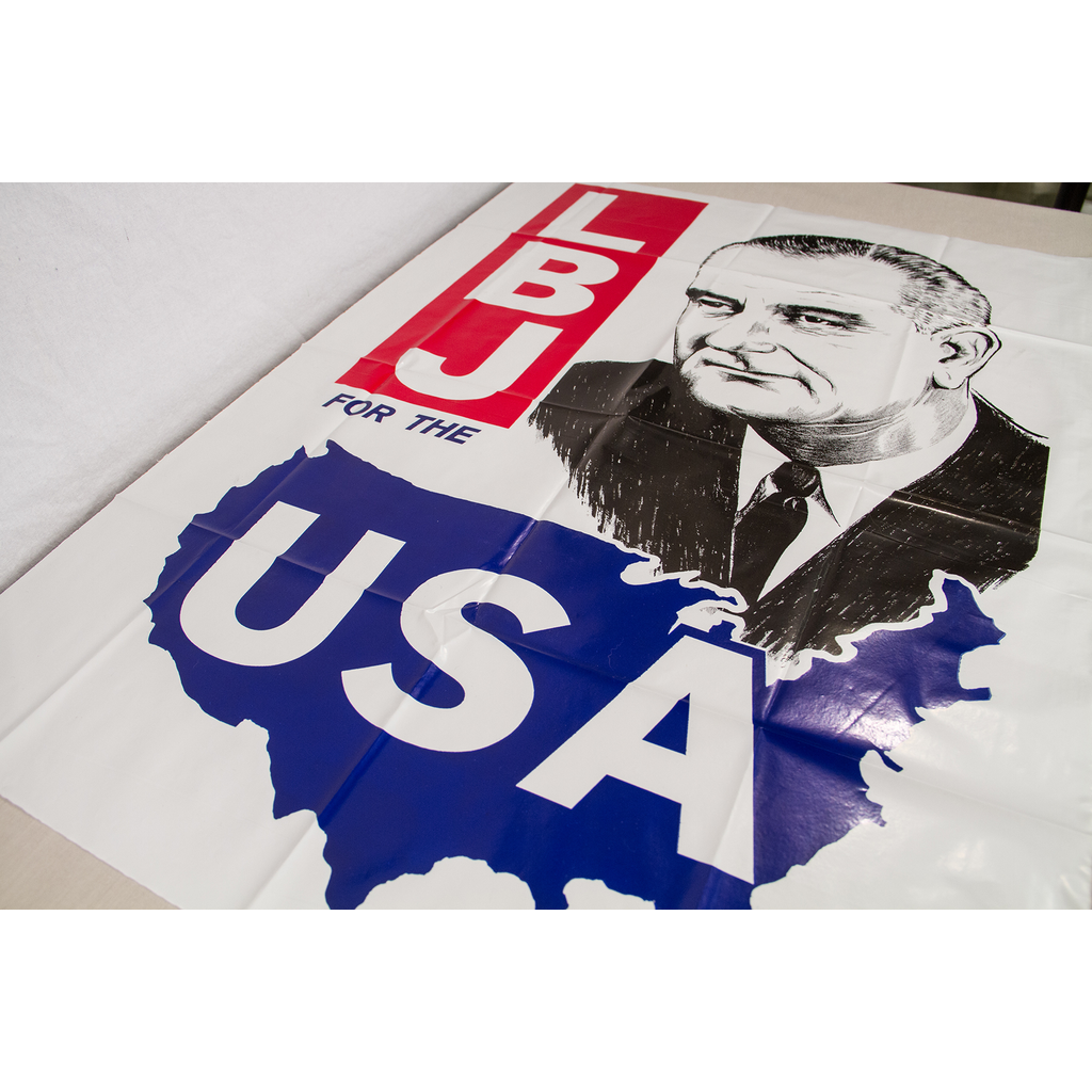 All the Way with LBJ Original LBJ Plastic 1964 Campaign Poster