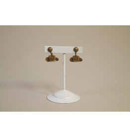 All the Way with LBJ Original 1964 Brass LBJ Hat Earrings