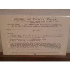 All the Way with LBJ Original Donation Request Form For Johnson For President Dinner - 1960