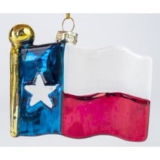 Austin & Texas Texas Flag Shaped Glass Ornament