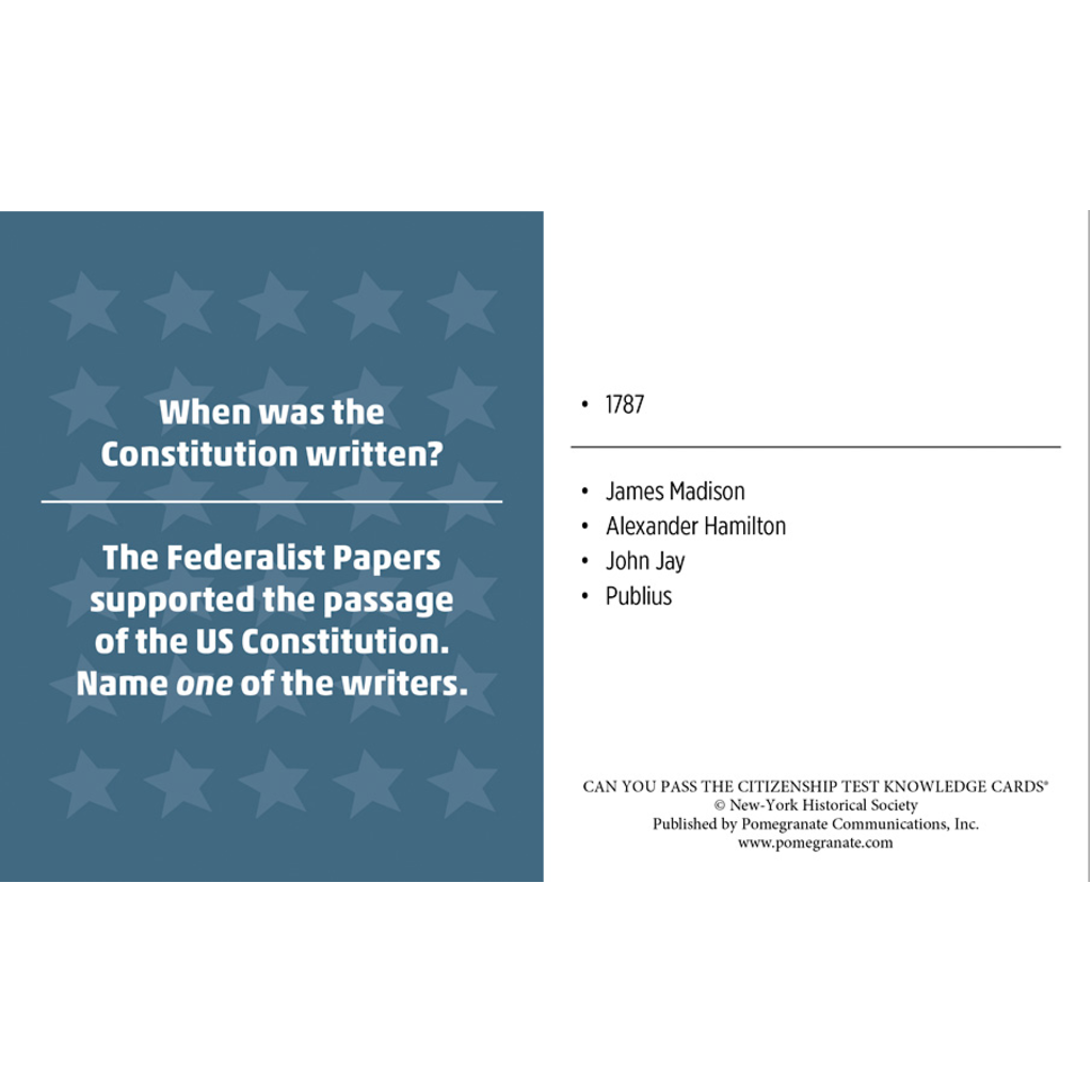 Can You Pass The Citizenship Test? Quiz Deck Knowledge Cards The