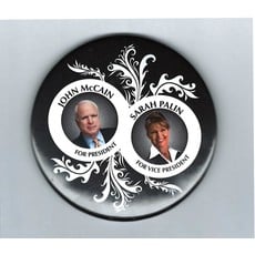 McCain Palin Black and White Leaf 3”