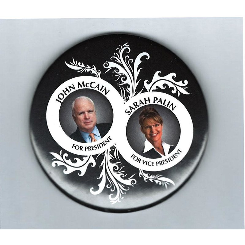 McCain Palin Black and White Leaf 3”