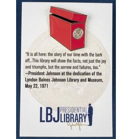 All the Way with LBJ Red Archives Box Enamel Lapel Pin
