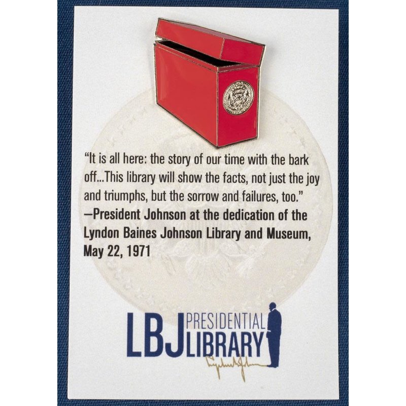 All the Way with LBJ Red Archives Box Enamel Lapel Pin