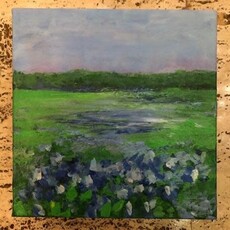 Austin & Texas Bluebonnets mixed media on 8x8 canvas by Jean Schuler