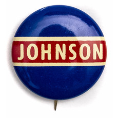 All the Way with LBJ Johnson Navy & Red Stripe Button