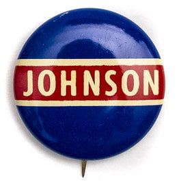 All the Way with LBJ Johnson Navy & Red Stripe Button