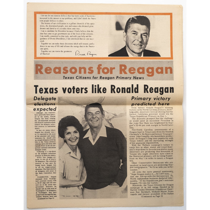 Texas Citizens for Reagan Primary Newspaper