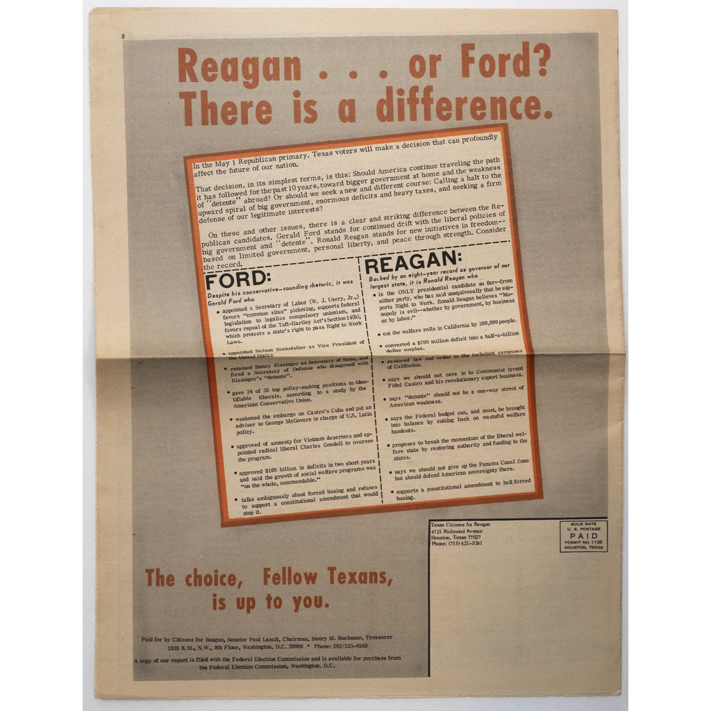 Texas Citizens for Reagan Primary Newspaper