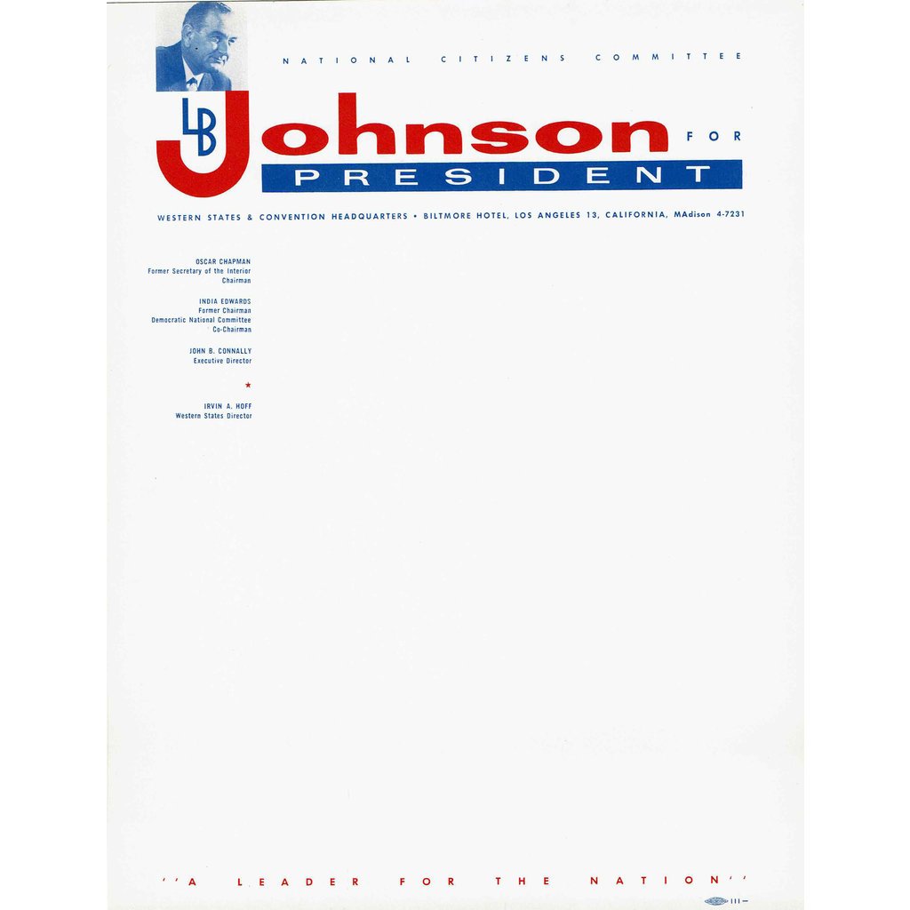 All the Way with LBJ Set of 10 letterhead for Johnson For President 1960 Campaign