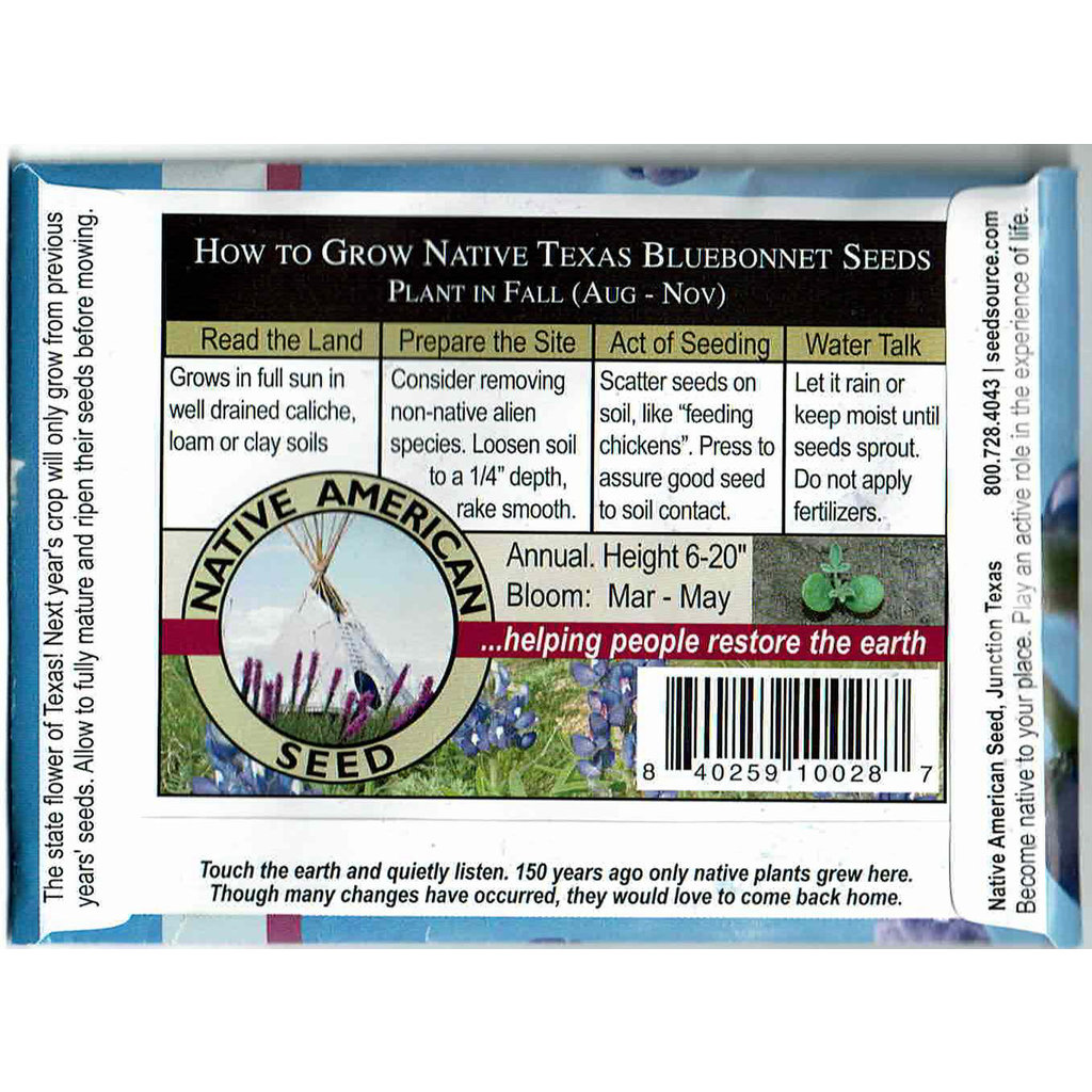 Lady Bird Johnson Bluebonnet Seeds Packet