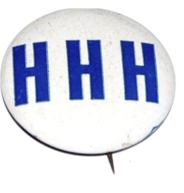 1968 Blue HHH on White Campaign Button