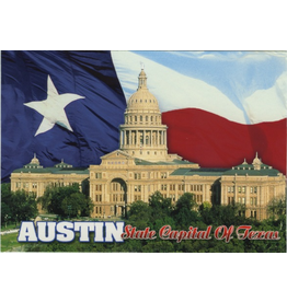 Austin Past/Present Texas Capital Flag Postcard