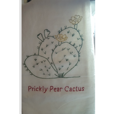 Austin & Texas Prickly Pear Cactus Embroidered Tea Towel