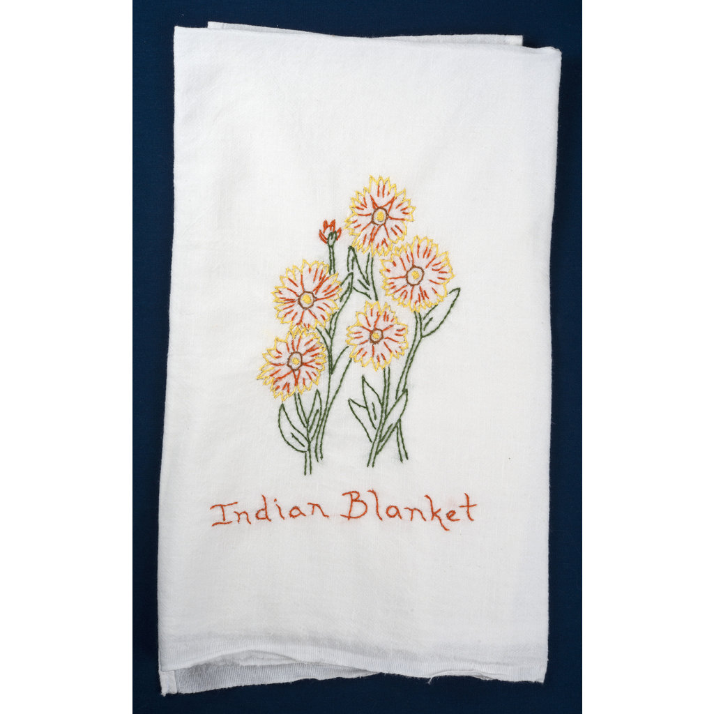 Austin & Texas Indian Blanket Embroidered Tea Towel