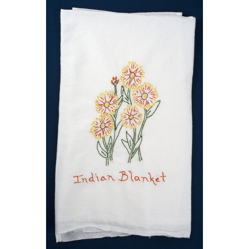 Austin & Texas Indian Blanket Embroidered Tea Towel
