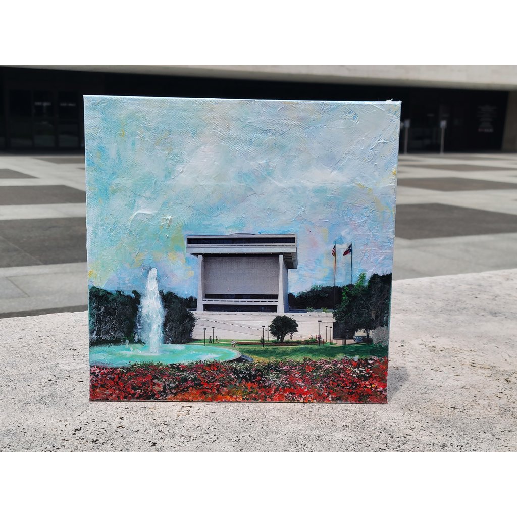 LBJ Library mixed media on 12x12 canvas - The Store at LBJ