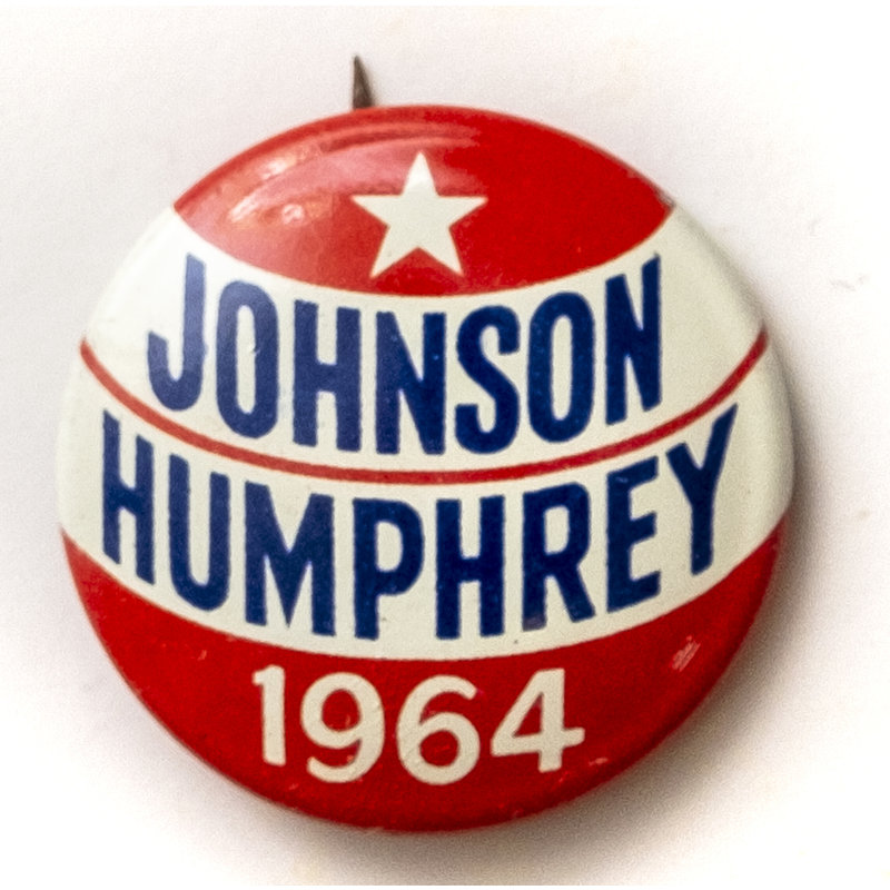 All the Way with LBJ Johnson Humphrey 1964 Red & White Button