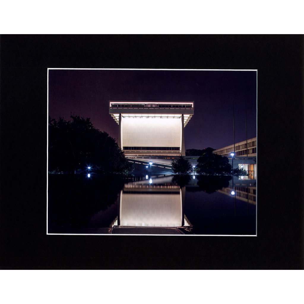 Sale LBJ Library Night Reflection Photo 8X10 Signed & Matted