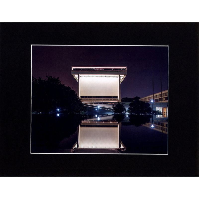 All the Way with LBJ sale-LBJ Library Night Reflection Photo 8X10 Signed & Matted