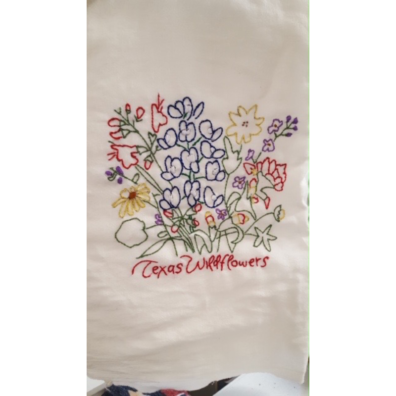 Austin & Texas Wildflowers Embroidered Tea Towel