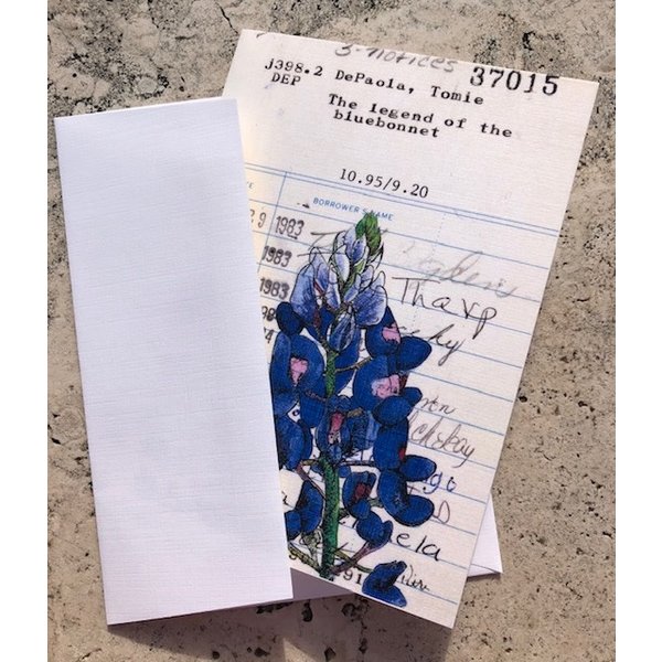 Lady Bird Johnson Bluebonnets on Library Card notecards s/4