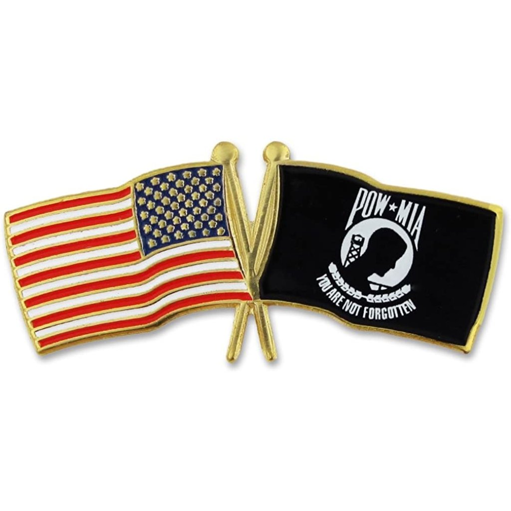 Vietnam USA crossed MIA/POW Flag Lapel Pin