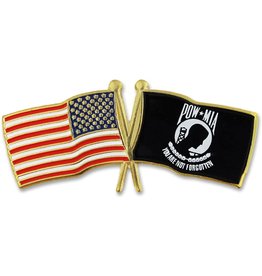 Vietnam USA crossed MIA/POW Flag Lapel Pin