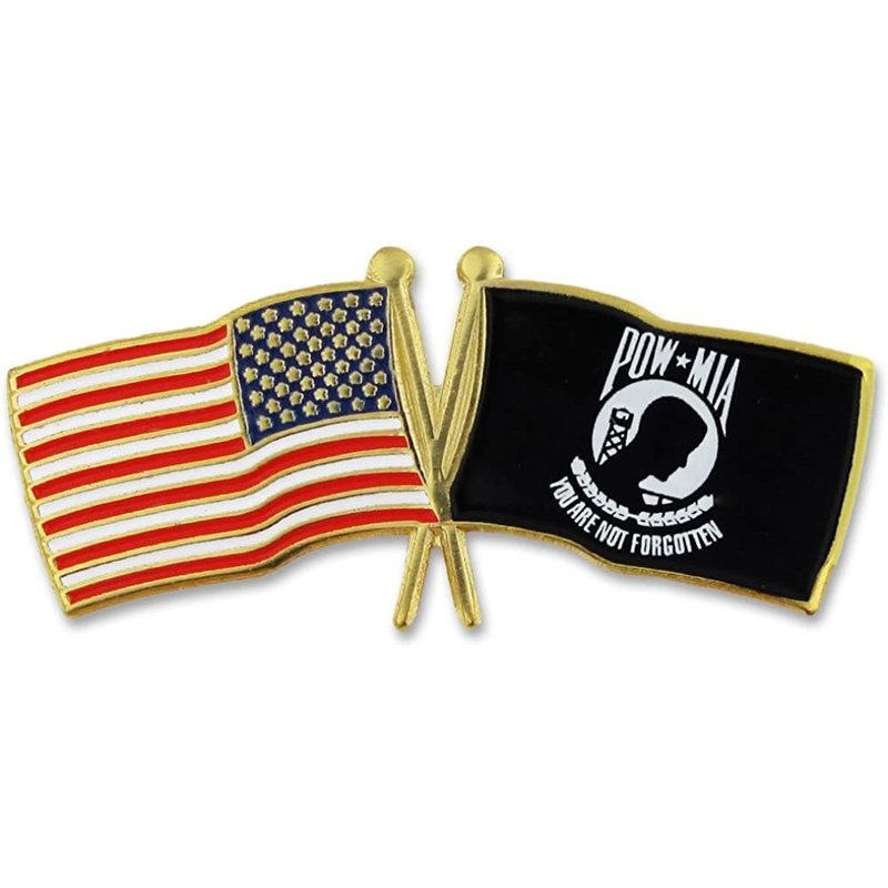 Vietnam USA crossed MIA/POW Flag Lapel Pin