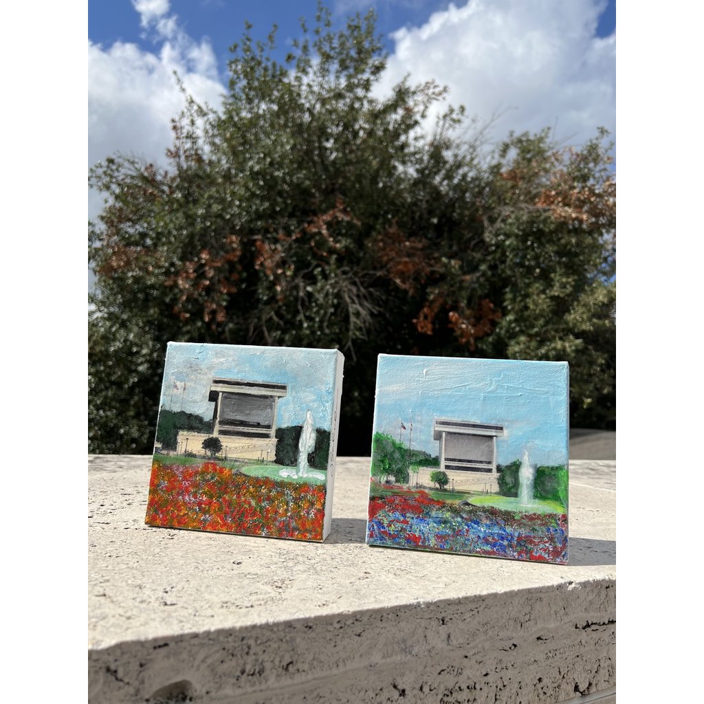 All the Way with LBJ LBJ Library mixed media on 6x6 canvas Jean Schuler